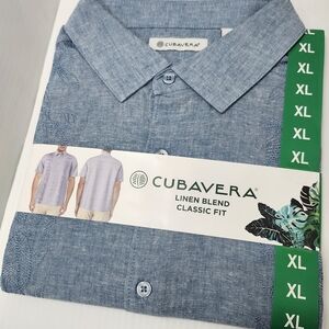 Cubavera Men's Light Blue Linen Blend Shirt XL
